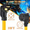 Tellegloww NEMA 14-30P to 6-50R Adapter Cord 10ft 4 Prong to 3 Prong Dryer Adapter, 30 Amp to 50 Amp Welder Extension Cord for Welding Machine EV Charger, STW10 AWG/3C, ETL Listed
