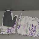 Lavender Flowers Oven Mitts and Pot Holders Sets Purple Blooming Flower Silicone Heat Resistant Kitchen Oven Gloves Pot Holder for Cooking