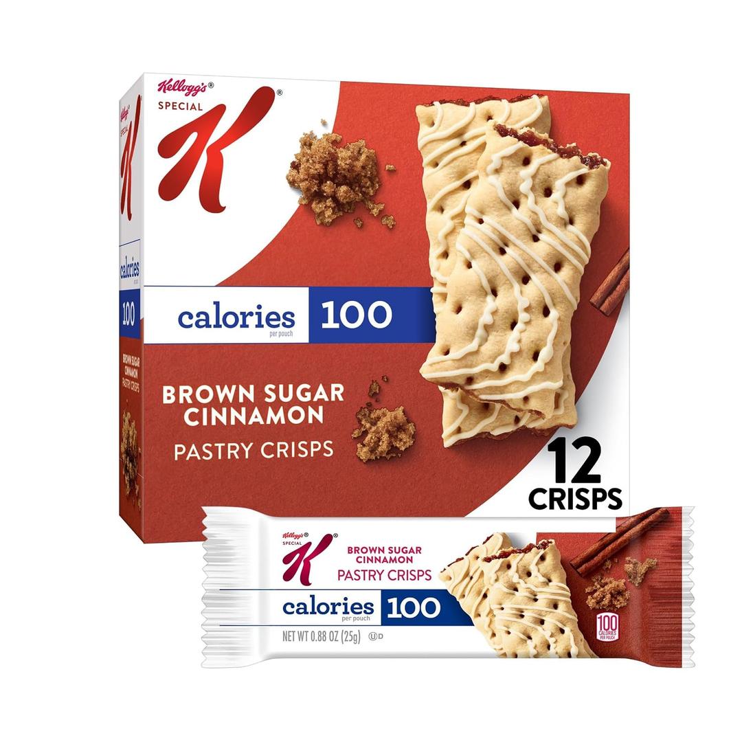 Special K Bar Pastry Crisps, 100 Calorie Snacks, Breakfast Bars, Brown Sugar Cinnamon, 5.28oz Box (12 Crisps) (EXP 10/16/26)