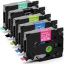 Label KINGDOM Compatible with Brother Label Maker P Touch TZe TZ Tape 12mm 0.47 Inch Laminated (White on Black,Blue,Turquoise Blue,Berry Pink,Lime Green) for Brother PTD210 PTH110 PTD400