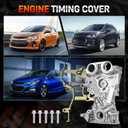 25199424 Engine Timing Cover with Gasket Compatible with Chevy Sonic 2012-2017 Cruze 2011-2016 Trax 2013-2020 Buick Encore 2013-2017Timing Chain Oil Pump Cover for 1.4L Engine Replace#25195406
