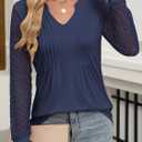 ANRABESS Women Long Sleeve Shirts V Neck Pleated Tunic Top Business Dressy Casual Blouse 2025 Fall Fashion Outfits (XL)