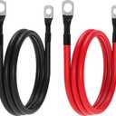 6 AWG Battery Cables 6 Gauge Battery Inverter Cables with 3/8 Inch and 5/16 Inch Lugs Each End for Solar Marine RV Car SUV Truck Tractor Motorcycle 2pcs (3FT, 6 AWG)