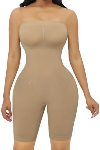 Royalshape Strapless Shapewear Bodysuit for Women Tummy Control Shaper Seamless Butt Lifter Thigh Slimmer full Body Shapewear, XL, Beige 