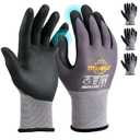 TitanFlex Work Gloves Microfoam Nitrile Coated Men Women-3 Pairs, Safety Warehouse Gloves Mens Working Glove with Grip Heavy Duty, Touchscreen, Seamless Knit Nylon for Automotive, Garden (Medium)