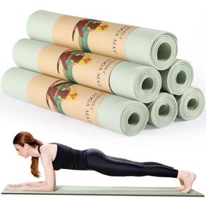 Timgle 6 Pack Yoga Mats Bulk 68 x 24 Inches Non Slip Exercise Yoga Mat 4 mm Thick Anti Slip Tear Resistant Sports Gym for Fitness Stretching Home Workout and Studio