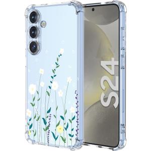 Case for Samsung S24 Plus Floral Transparent Soft TPU Phone Case Air Cushion Shockproof Bumper Protective Phone Cover for Samsung Galaxy S24 Plus,Fragrant Flower