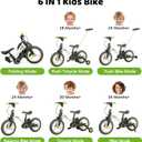 JMMD 6 in 1 Toddler Bike with Push Handle for Kids 18-60 Months, 12" Foldable Balance Bike with Training Wheels, Pedals, Brakes, Kickstand, Push Tricycle Toddler Gift & Toys for Boy & Girl