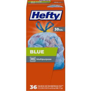 Hefty Blue Trash Bags, Blue, 30 Gallon, 36 Count