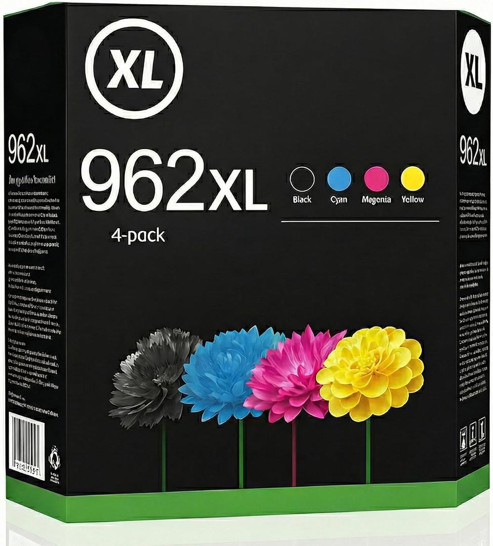 AMAZINK Ink Cartridge for HP 962 XL Ink. Works with HP OfficeJet Pro 9015 9025 9010 9018 9020 9022 Printers. 4 Pack Black, Cyan, Magenta, Yellow. HP962
