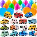 JOYIN 12 Pcs Prefilled Easter Eggs with Toys, Plastic Eggs with Cute Pull Back Cars, Easter Basket Stuffers, Party Favors for Kids, Classroom Prize Supplies