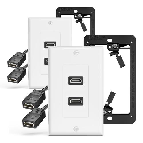 VCELINK HDMI Wall Plate, 2 Pack 4K HDMI Outlet Wall Plate with Low Voltage Mounting Bracket, Supports 4K@60 Hz HDR ARC, HDMI Wall Plate Pass Through for Home Theater (2-Port)