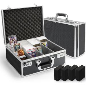 Graded Card Storage Box, Holds 170+ PSA/GMA Slabs or 680+ Toploaders, 4-Row Trading Card Storage Boxes for Sports Cards Fits 3"x4" 35pt Cards (Silver)