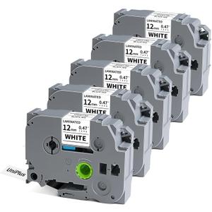 TZe-231 Replacement for Brother Label Maker Tape P Touch TZe TZ Tape 12mm 0.47 Laminated White Work with Ptouch PT-D210 PT-H110 PT-D220 PTD-600 D610BT PT-D400 PT-D410 PT-P710BT, 5 Pack