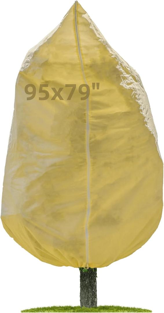 DAYGOS Large Plant Covers Freeze Protection, 95"X79" Frost Cloths Blankets for Outdoor Plants, Plant Frost Protection Jacket Tree Protectors for Winter, Fits Up to 7.5 ft Tall Tree