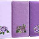 FuWeave 3 Pcs Purple Rose Hand Towels Lavender Purple Bathroom Decor Embroidered Floral Farmhouse Decorative Towels for Bathroom Kitchen Decor, 100% Cotton, 13. 3 x 29. 5''