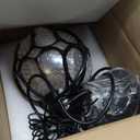 SLAWA Outdoor Pendant Light For Porch Farmhouse Exterior Hanging Lights With Adjustable Chain Anti-Rust Aluminum With Ball Amber Glass Waterproof Pendant Lantern For Front Door Entry Villa Gazebo Yard (Small-7" x 13", Black)