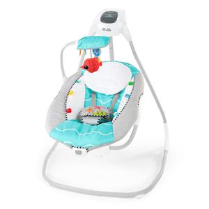 Baby Einstein Ocean Explorers Musical Compact, Lightweight Baby Swing, 6-Speed Multi-Direction, Vibrations, Music, Sounds, 0-9 Months - Grey (Gray)