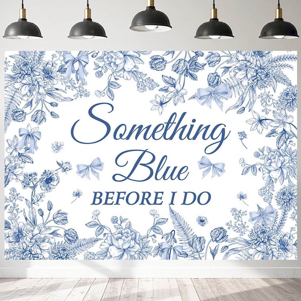 7x5ft Something Blue Before I Do Bridal Shower Backdrop Floral Theme Something Blue Before I Do Banner for Bachelorette Engagement Wedding Party Supplies