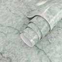 VIOPVERY Green White Marble Peel and Stick Wallpaper 35" x 197", Jade Green Floral Design Vinyl Wrap Removable Marble Wall Paper for Countertops Kitchen Cabinet Backsplash Counter Table Decor