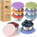 SANEXC 8 Pack - 1.6 Oz Small Salad Dressing Containers To Go, Leakproof Condiment Containers with Lids Reusable Stainless Steel Sauce Cups for Lunch Boxes Kitchen Storage Picnics Travel Meal Prep