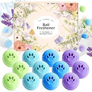 STRN Sneaker Deodorizer Balls 12 Packs, Linen & Lavender & Jasmine & Baby powder Scent Shoe Odor Elimination Long-lasting Freshness Scented Plastic Ball for Sneakers Gym, Bags, Cars and Small Spaces
