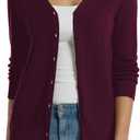 QUALFORT Women's 100% Cotton Lightweight Cardigans Long Sleeve Knitted Button Down Sweater, Size S