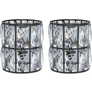Doraimi Lighting 2 Pack Crystal Shade Replacement,Ceiling Fan Light Drum Lampshades Chrome Finish for Chandelier Vanity Lights Wall Sconces Pendant Light,1.66" Fitter Size 5" high*4.6" Diameter