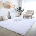 CAIYUECS Shag Area Rug,Indoor Ultra Soft Plush Rugs for Bedroom Living Room, Non-Skid Modern Nursery Faux Fur Rugs for Kids Room Home Decor (4x6 Feet, White)
