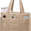 LOVEVOOK Tote Bag for Women, Large Puffer Work Tote Bag for 15.6 Inch Laptop, Lightweight Travel Tote with Zipper Gifts for Women