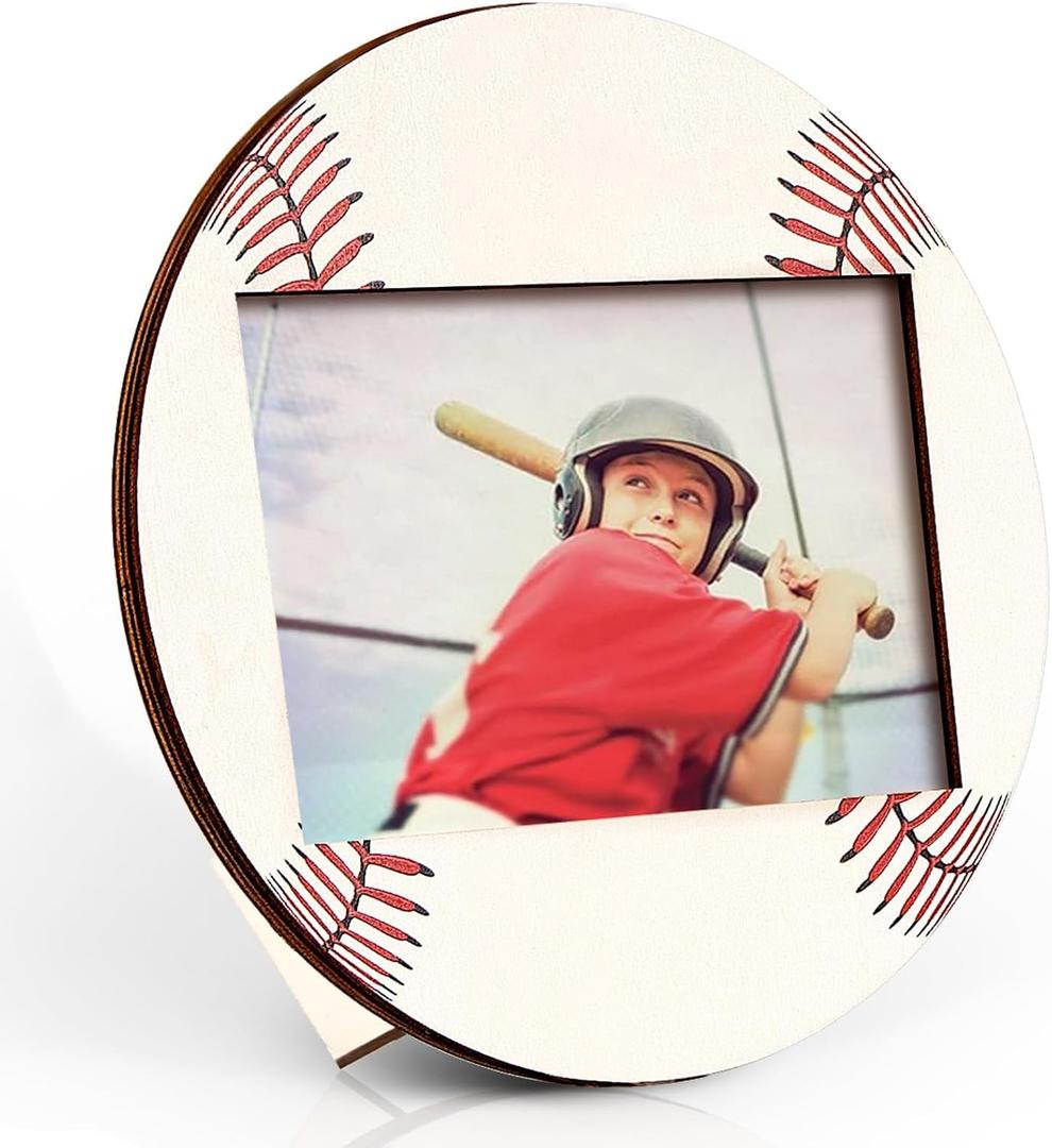 clothmile Baseball Picture Frame 4x6 Sport Themed Wooden Photo Frame Base Balls Photo Frame Horizontally Vertically Used for Wall Decor Hanging or Tabletop Display