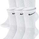 NIKE Performance Cushion Crew Socks with Bag (6 Pairs) (Large, White/Black)