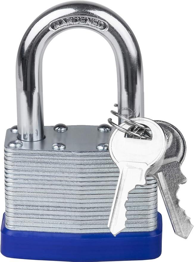 Padlock with Key for Outdoor Use, Shackle Lock with 2 Keys, 2.6-inch, Pack of 2