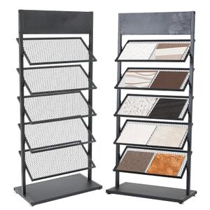 Teenyyou 5-Tier Metal Floor Porcelain Display Stand Rack 26.4'' x 13.8'' x 59.1'' Ceramic Tiles Display Shelf, Marble Slab Rack, Ceramic Sample Holder for Craft Exhibition Halls Shows