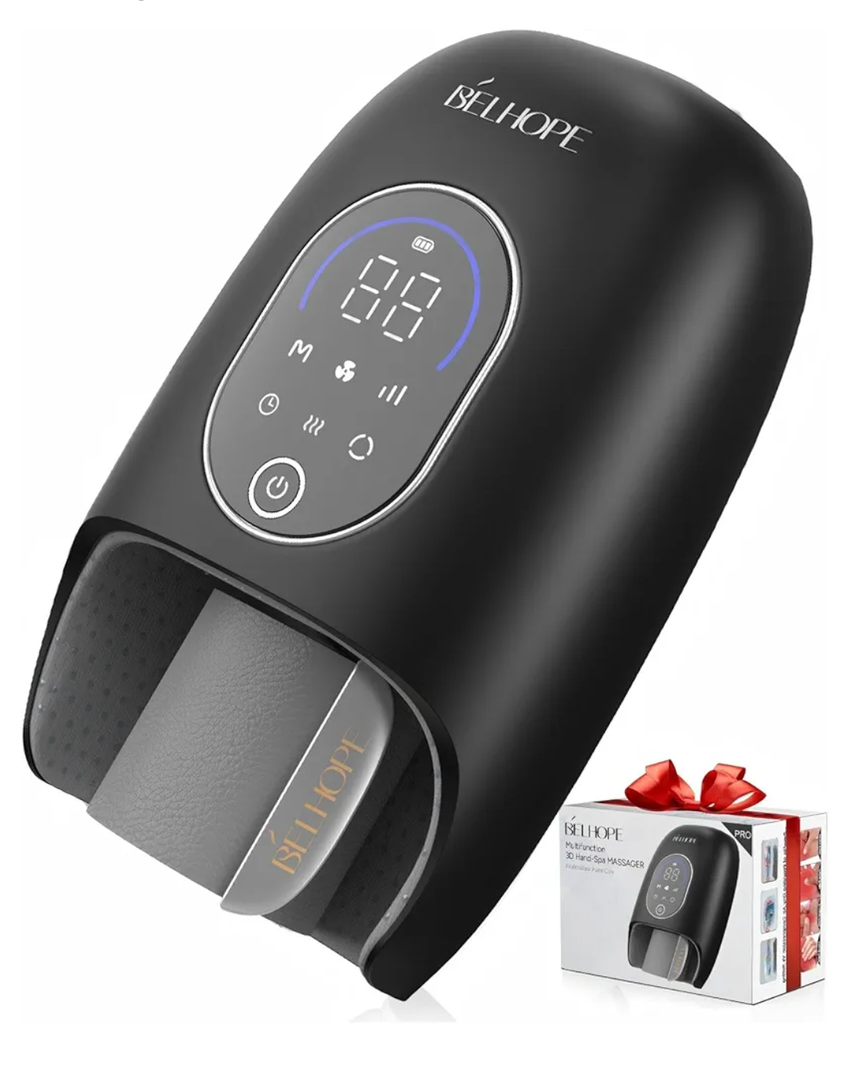 Hand Massager with 9 Modes and 4 Heating for Hot and Cold Therapy Wrist Massager for Arthritis and Carpal Tunnel Relief, Hand Massager with Heat and Compression, Mother's Day Gifts, Black