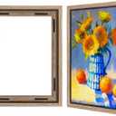 Americanflat 12x16 Canvas Floating Frame with Adhesive Strips Included - Vertical and Horizontal Floating Frame for Artwork - Canvas Frames for Wall Display - Oak
