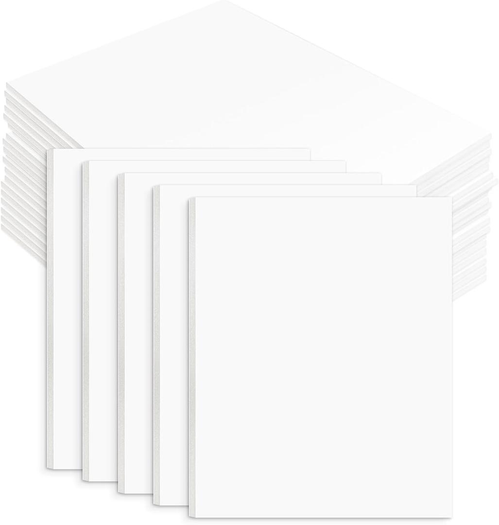 Golden State Art White Foam Boards 25 Pack 8x10 Foam Core Board 1/8" Thick Acid Free Foaming Poster Board for Modeling, Billboard, Projects, Paintings and Display