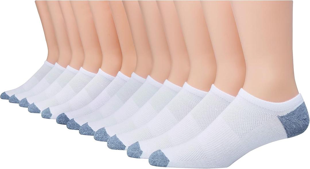 Hanes Men's Socks, X-Temp Lightweight Socks, Low Cut and No Show, 12-Pack (White), Size: 6-12