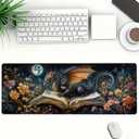 Dragon Desk Mat Gaming Desk Pad Large Mouse Keyboard Pad Book Stars Moonlight Flower Magic Desktop Mats Computer Keyboard Pad Mouse Mat Laptop Mat Office Home Decor 31.5" x 11.8"