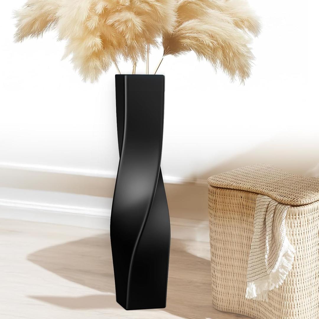 Tall Vase On Floor, 23.62" Twisted Geometric Flower Vase for Home, Living Room, Flower Centerpieces, Shelf, Table, Decor, Creative Unique Decorative Vases