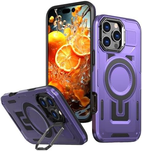 for iPhone 16 Pro Max Case, Compatible with MagSafe, Shockproof Military-Grade Protection, Rugged TPU Magnetic Phone Case with Kickstand Cover for iPhone 16 Pro Max 6.9" Purple