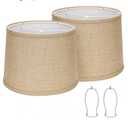 Burlap Lampshades Set of 2, 11.6" Top x 12.6" Bottom x 9.8" High, Brown Drum Shades for Table & Floor Lamps (Spider Fitter), Hand Crafted, Assembly Required
