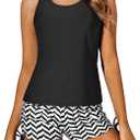 Yonique Cross Strap XL Sea Life Sun shirt,  Black, Top only