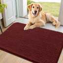 Smiry Dog Door Mat for Muddy Paws 36x24, Absorbs Moisture and Dirt Doormat, Non-Slip Washable Quick Dry Chenille Front Door Mat Indoor Entrance, Entryway Carpet for Inside Floor, Caramel Russet