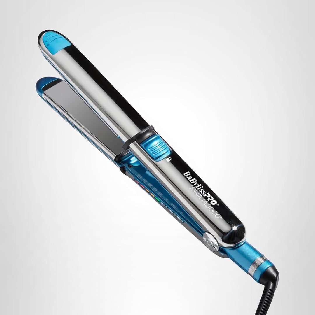 BaBylissPRO Nano Titanium Prima Ionic Hair Straightener – Professional Flat Iron & Curling Iron in One for Stylists, Pro Styling Hair Tool