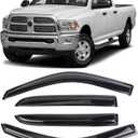 Window Visors Deflectors Tape-On for Trucks 2009-2014 DOD-ge RAM 1500/2500/3500, Rain Guards, Window Visors for Cars, Vent Shade Guard 4 pcs Window Deflectors