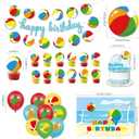 Beach Ball Birthday Party Decorations Includes Banner-Cake Topper-Cupcake Toppers-Balloons for Summer Pool Beach Birthday Party Supplies