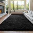 Black Shag Area Rug 9x12 Bedroom: Large Soft Shag Plush Rugs for Living Room Bedroom- Non-Slip Modern Shaggy Fluffy Rugs- Plush Indoor Floor Carpets, Black, 9x12 Feet