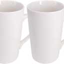2 Pack 16 OZ Coffee Cup Simple Pure White Ceramic Cup Plain Large Tall White Ceramic Milk Tea Coffee Mug with Handle