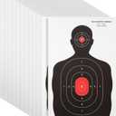 Juvale 50 Pack Paper Shooting Targets for Range, Bulk for Hunting, Silhouette with Red Bullseye (14x22 in) - Targets for Shooting Range